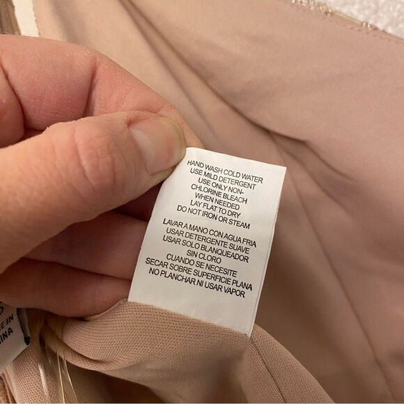 Xtraordinary blush pink beige tan embroidered lace skater Formal Dance - 5 - Picture 11 of 15